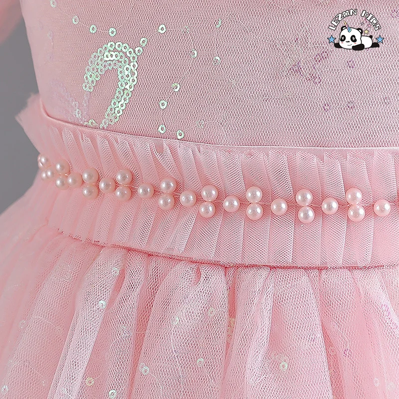 Customizable Wholesale Multi Colors Beaded Sequin Girls' Princess Party Dresses Gown Kid Clothing Dress - Product Image