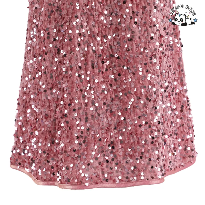 Customization Winter Party Dress Sequin Girls Princess Clothing Children Vest Dress for 2-14T - Product Image