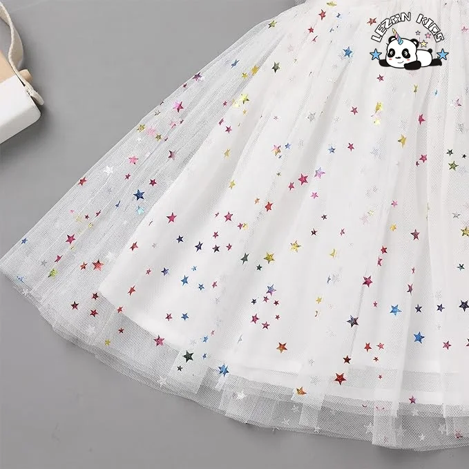 Customize Girls Sequins Romper Tutu Dress Flower Bow knot Dots Print Summer Flutter Sleeves girls Dresses - Product Image