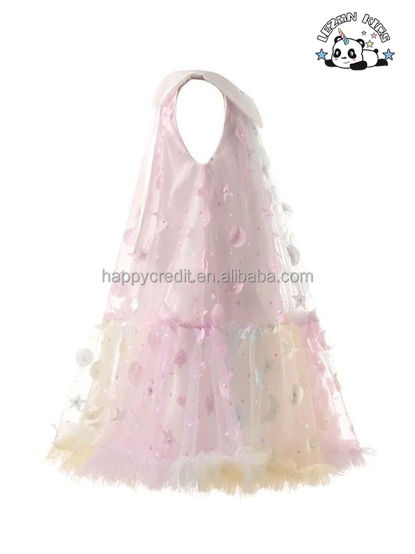 Vestido colorido personalizável sem mangas com renda e botão ou zíper para meninas de 2 a 14 anos no verão - Product Image