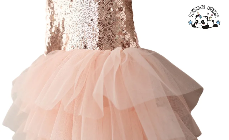 Customized Logo Girl's Halter Cute Style Lace Sequin Dress For Summer - Product Image