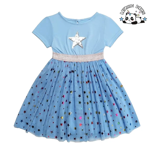Customized Sequined Star Kids Layered Tulle Sparkle Summer Tutu Dress for Girls 2-14 Years - Product Image