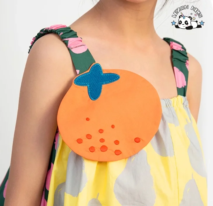 Designer Style Children's Fancy Dress Mock up Design Colorful Girls Color Block Dress - Product Image