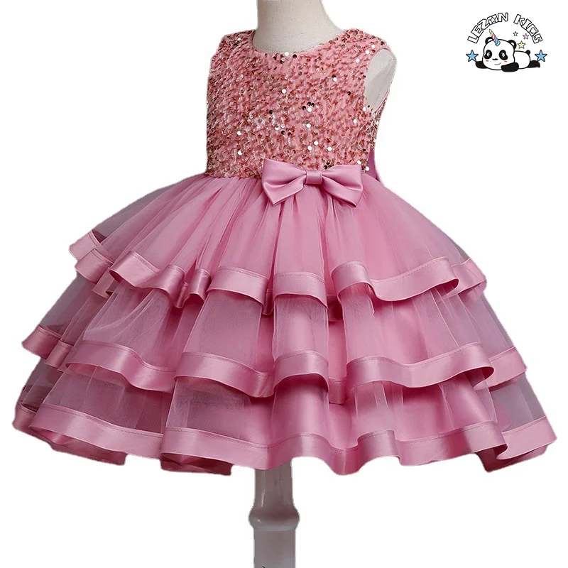 Roupas infantis estilo europeu para meninas Vestido de casamento Crianças Vestidos tutu adoráveis para festa de aniversário para meninas sem mangas - Product Image