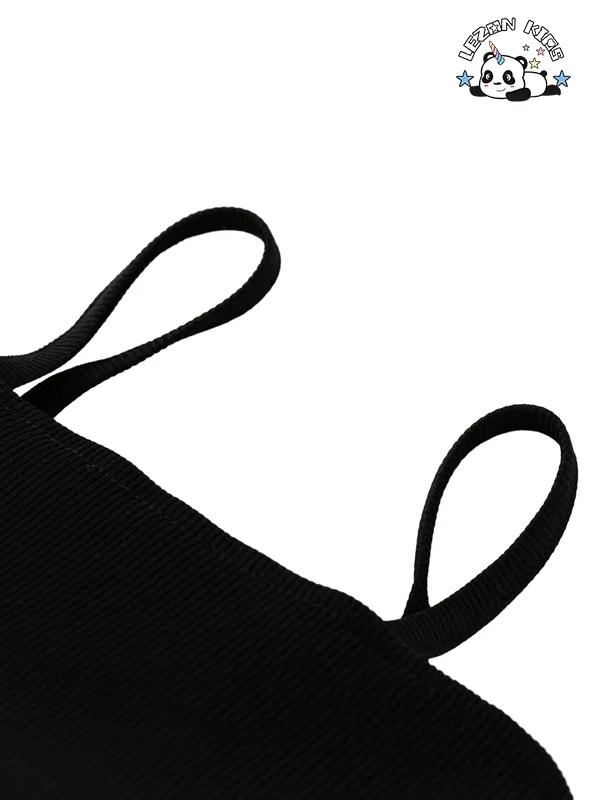 Explosive New Product Beautiful Black Spaghetti Strap Soft Tulle Latest Children Dress Designs - Product Image