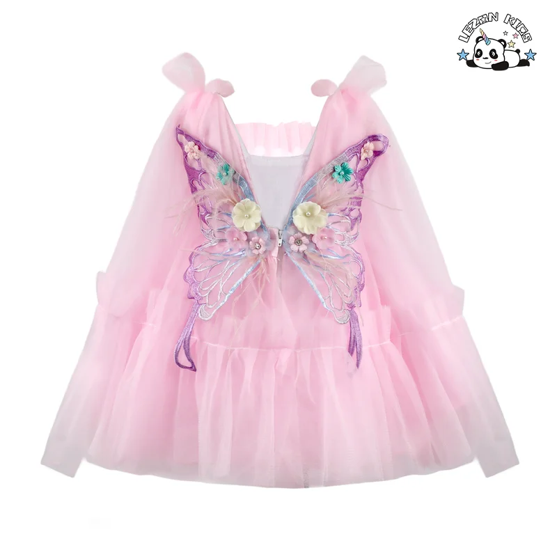 Preço Direto da Fábrica Vestidos de festa para meninas com flores e borboletas elegantes
