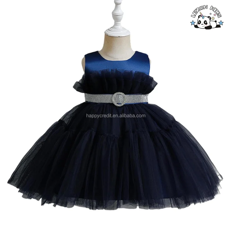Fancy Pearls Sleeveless Performance Dress Sequin Satin Tulle Dress Girls Evening Party Dress - Product Image