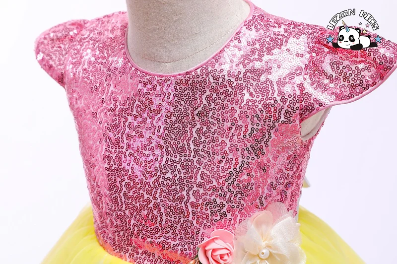 Fancy Piano Performance Poncho Dress Children's Dress Rainbow Jacquard Princess Dress - Product Image