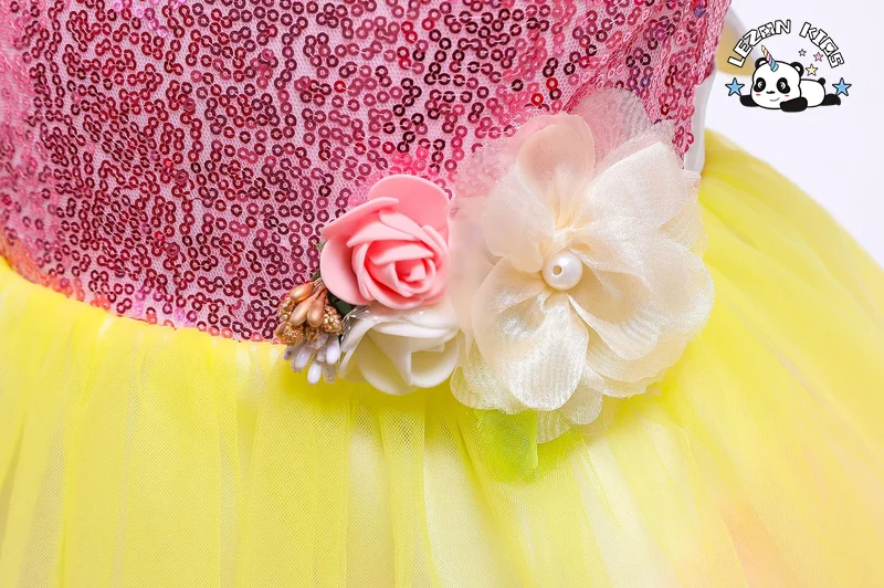 Fancy Piano Performance Poncho Dress Children's Dress Rainbow Jacquard Princess Dress - Product Image