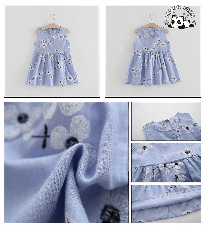 Floral Baby Summer Dresses Girls Boutique Soft Dresses Little Girls Cheap and Cute Dresses - Product Image