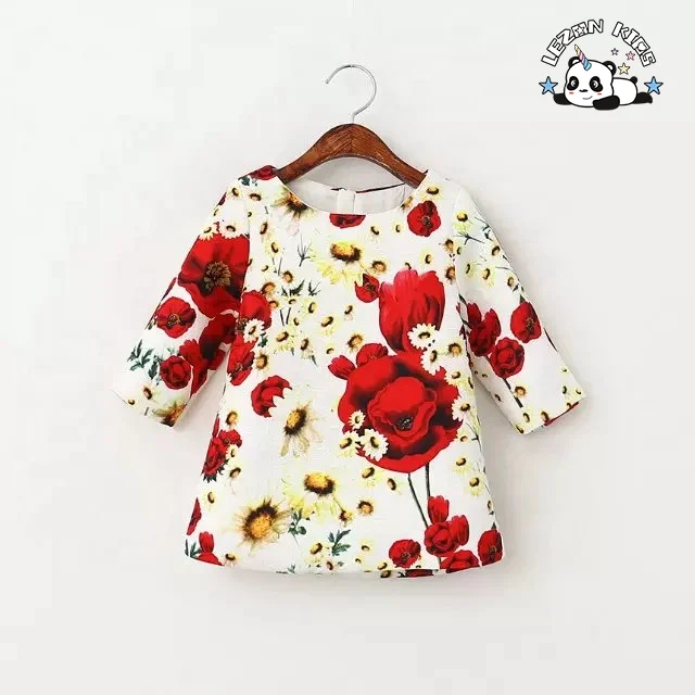Flower Sleeveless Printed Dress Girls Birthday Party Dress Princess Dress for 2-12 Years Made in China - Product Image