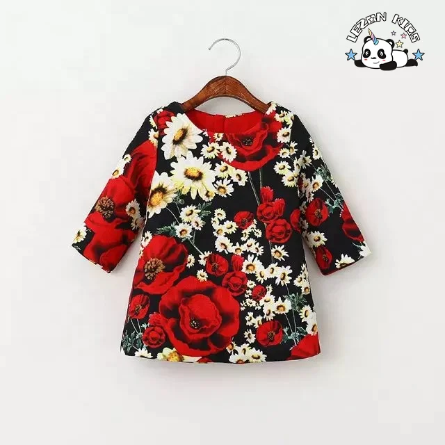 Flower Sleeveless Printed Dress Girls Birthday Party Dress Princess Dress for 2-12 Years Made in China - Product Image