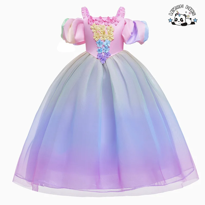 Saia de Gaze Rainbow Dream para Meninas Princesa Saia Performance Maxi Dress para Cosplay