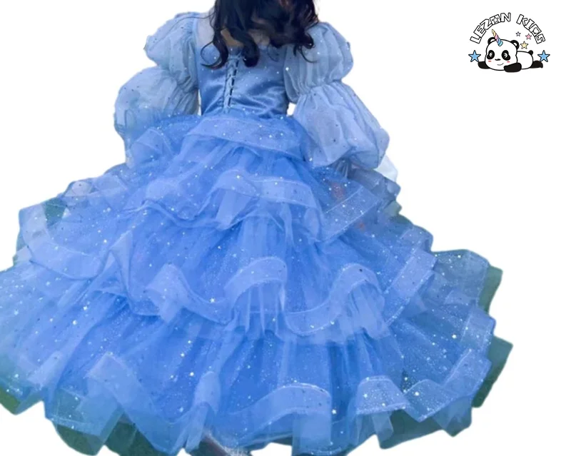 Formal Graceful Girl Dress Birthday Party Wedding Piano Performance Tiered dresses for Kids Girls - Product Image