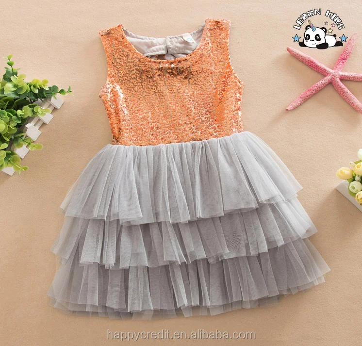 Envio Grátis por Atacado Vestido de Verão Personalizado para Meninas com Top de Lantejoulas e Corte de Coração Fofo - Vestido Tutu para Bebê - Product Image