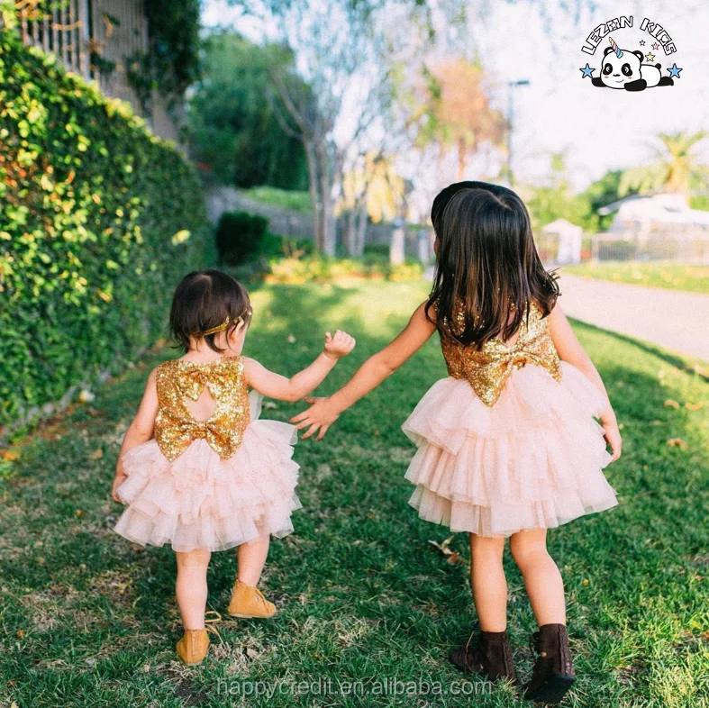 Envio Grátis por Atacado Vestido de Verão Personalizado para Meninas com Top de Lantejoulas e Corte de Coração Fofo - Vestido Tutu para Bebê - Product Image