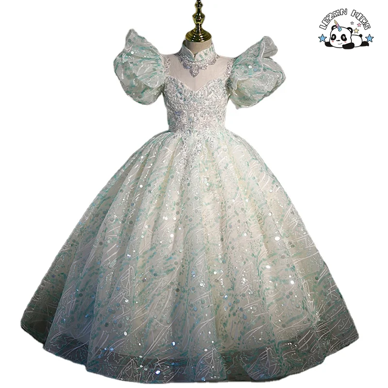 Roupas de Menina Vestido Formal de Menina com Lantejoulas Festa Performance Stage Princesa Vestidos para Meninas