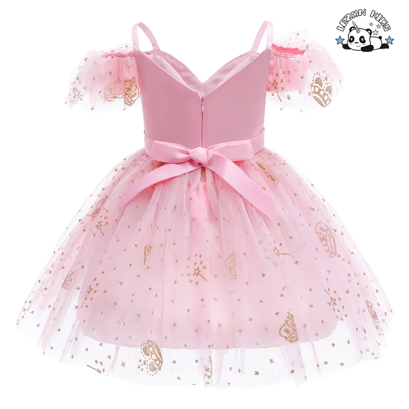 Vestido de Menina Cor Sólida Roupas Infantis Coroa Lantejoulas Saia de Princesa Mesh Gaze Saia - Product Image