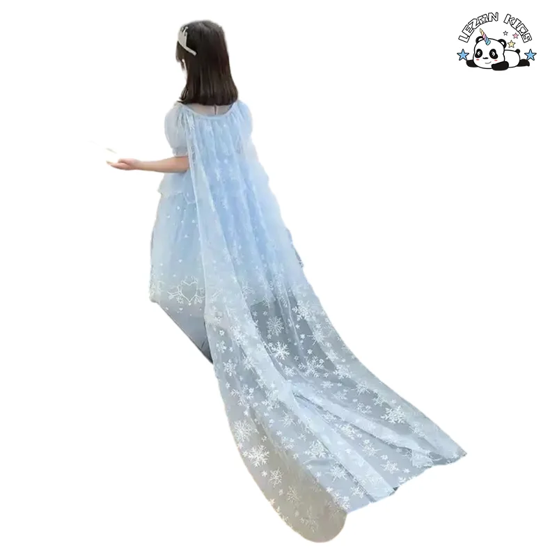 Girl's princess Elsa skirt 2023 summer new girls dresses lace ruffles sequin tutu dress - Product Image