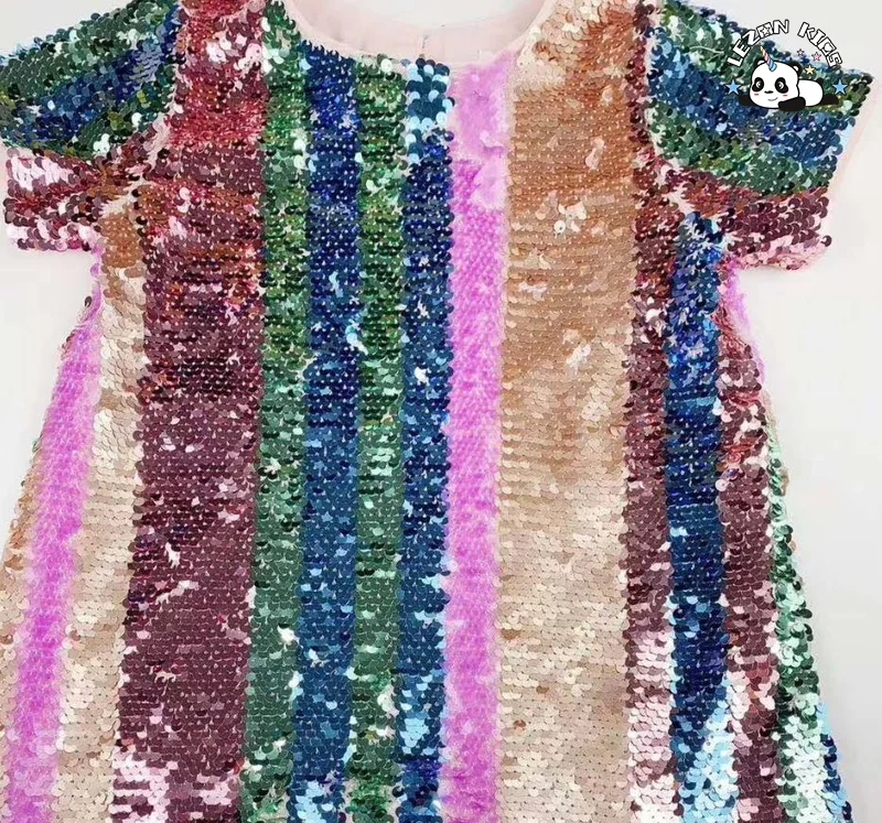 Vestido de Arco-Íris Reversível com Lantejoulas para Meninas - Product Image