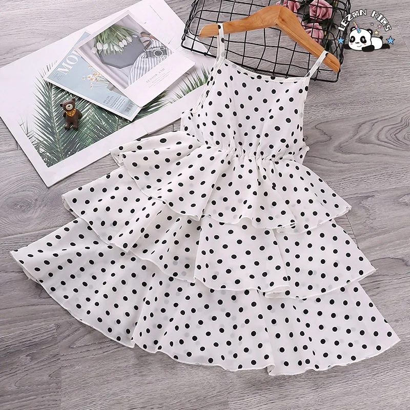 Girls' Dresses O-Neck Knee-Length New Sprin Summer Children's Wear Polka Dot Sleeveless Princess Dress - Product Image