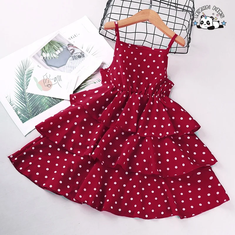 Girls' Dresses O-Neck Knee-Length New Sprin Summer Children's Wear Polka Dot Sleeveless Princess Dress - Product Image