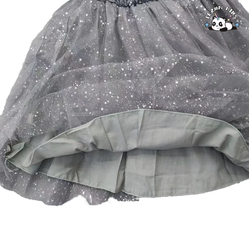 Girls' Long Sleeve Sequin Princess Dress Tulle Poncho Casual Vintage Mini Style Deco Bow Plaid Pattern Dress - Product Image