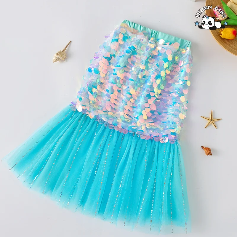 Girls' skirt Mermaid sequin skirt Princess fishtail skirt bodice dress - Product Image