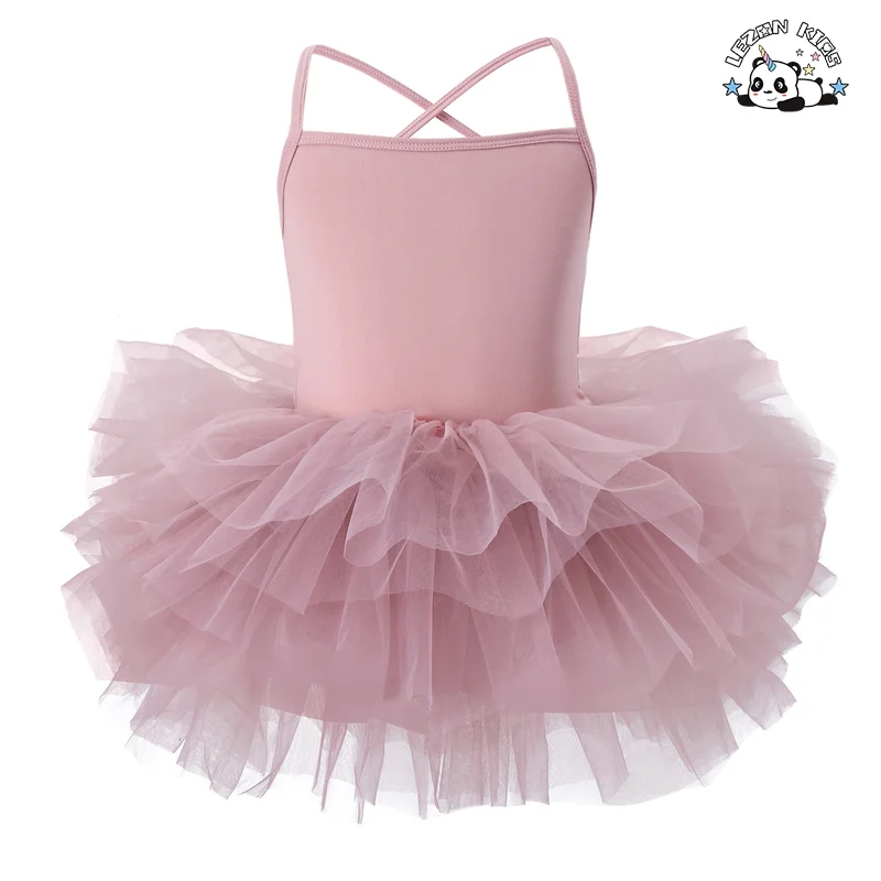 High Quality Customized Solid Color Elastic Puff Ballet Dance Tutu Dresses for Girls Kids