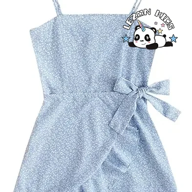 High Quality Floral Print Sleeveless Summer Beach Casual A-line girls Spaghetti Strap Dress