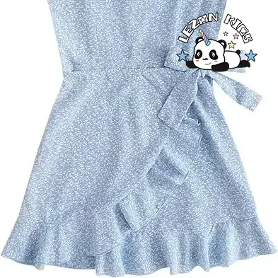 High Quality Floral Print Sleeveless Summer Beach Casual A-line girls Spaghetti Strap Dress - Product Image