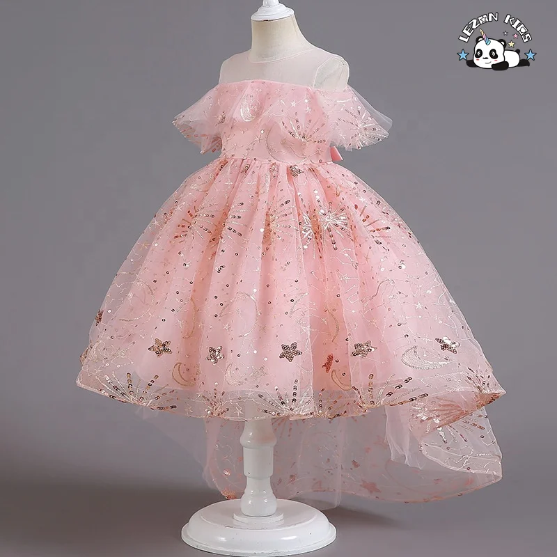 High Quality Flower Girl Dresses New Pink Layered Embroidered Girls Dresses Wedding Princess Dresses - Product Image