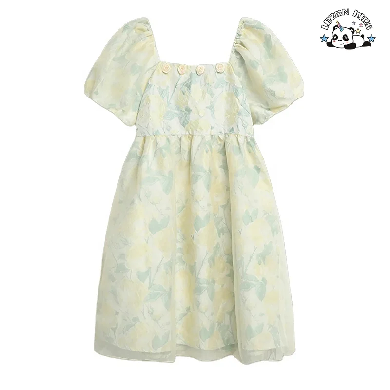 High Quality Flower Puff Sleeve Floral Girls Dresses 2-12 Children Clothing Princess Dress For Girl - Product Image