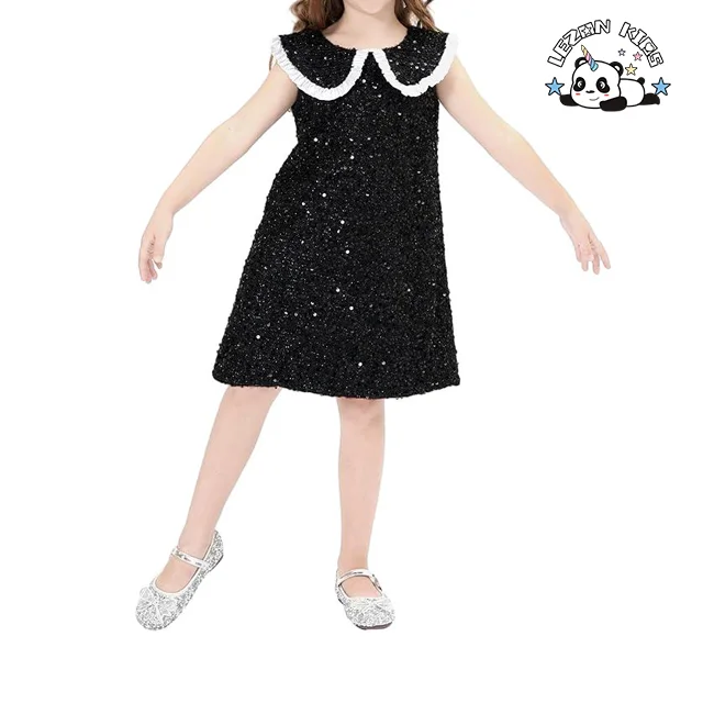 Vestido de Lantejoulas Brilhantes de Alta Qualidade para Meninas, Vestidos de Princesa para Festa de Prom para Crianças de 3 a 8 Anos - Product Image