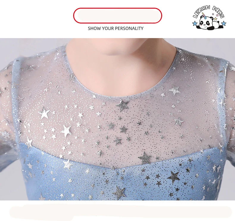 High Quality Kids Fashion Flare Sleeves Flower Girl Dress Sequined Trailer Dress for Wedding Birthday Party - Product Image