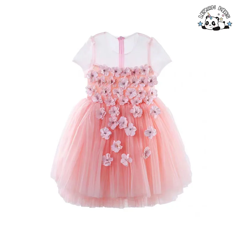High Quality Spring Autumn Fashion Girls Fluffy Tulle Pleated Tutu Dress for 3 to 12T Girls