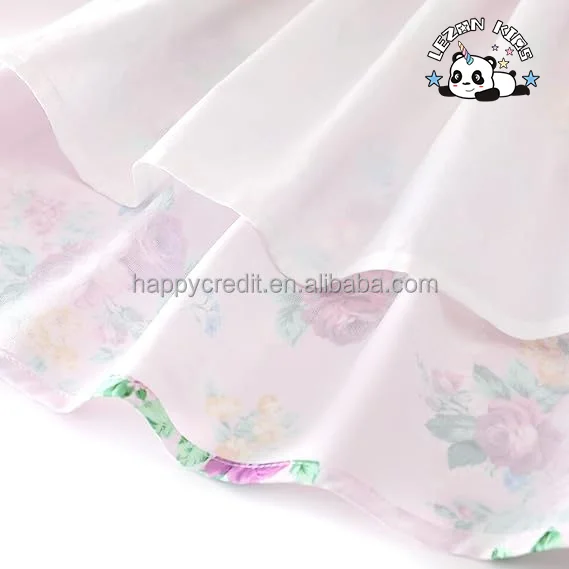 High Quality Summer Floral Ruffle Flutter Sleeve Casual Tie Back Party girls Sundresses - Product Image