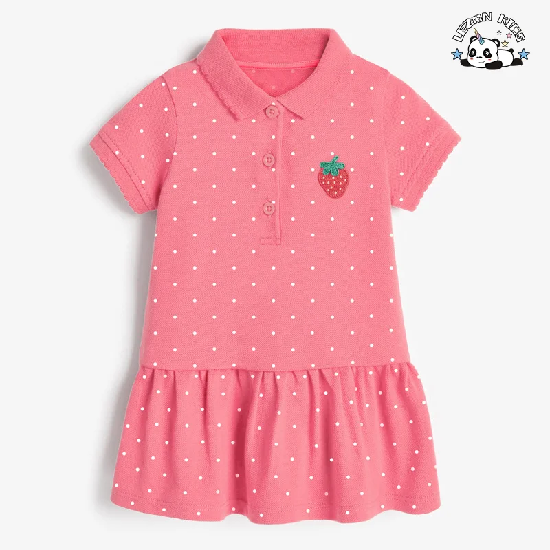 High Quality Summer New Short Sleeved Children's Dress Knitted POLO Casual Girls Dresses - Product Image