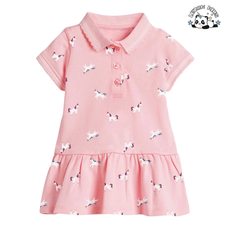 High Quality Summer New Short Sleeved Children's Dress Knitted POLO Casual Girls Dresses - Product Image