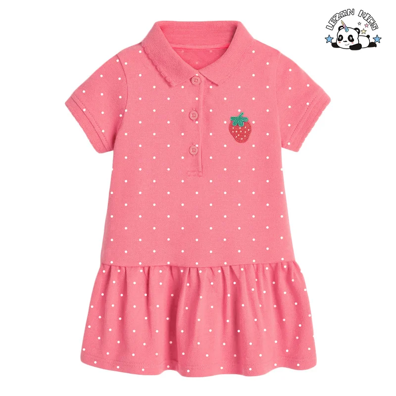High Quality Summer New Short Sleeved Children's Dress Knitted POLO Casual Girls Dresses - Product Image