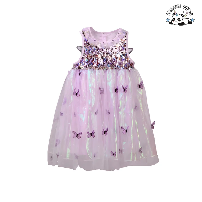 High-end Customized Girls' Dress Summer Children's Butterfly Vest Dress Little Girl's Fashionable Mesh Princess Dress - Product Image