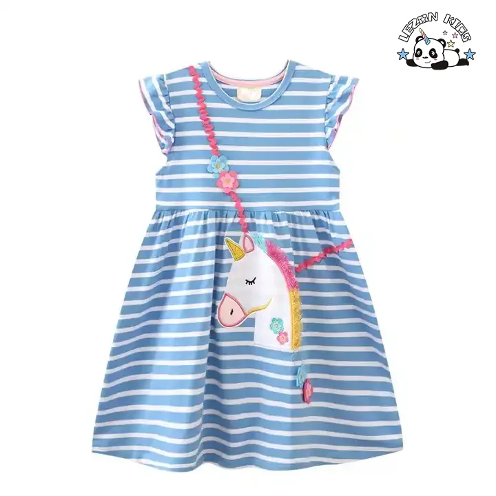 Venda Quente Espessura Algodão Personalizado Festa de Aniversário Vestido Roupas para Crianças de 2 a 14T