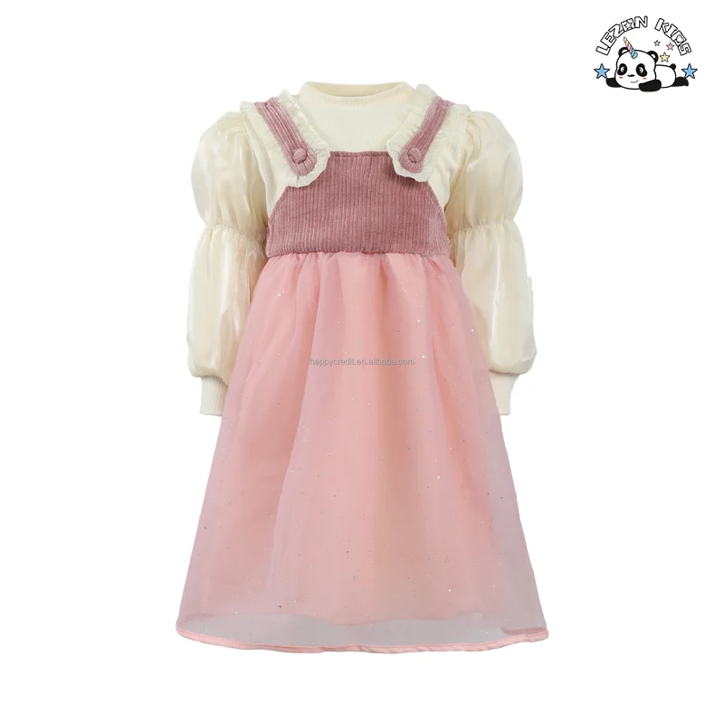 Vestidos Tutu de Malha de Tule com Lantejoulas e Mangas Longas para Meninas, Quentes para Outono