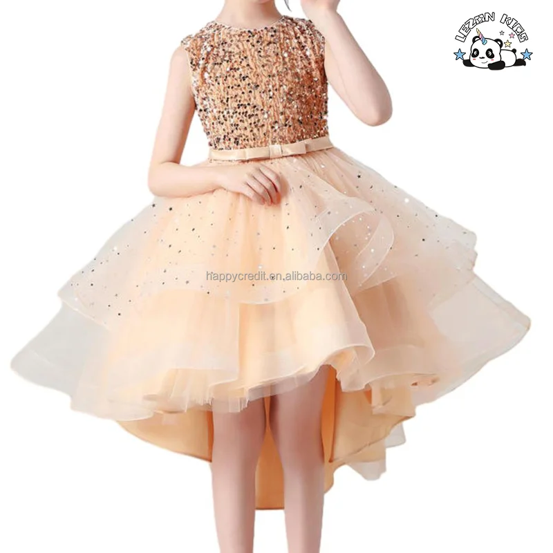 Hot Selling Girl's Sleeveless Sequins Tuxedo Dress Long Princess Piano Performance Dress Party Dress - Product Image