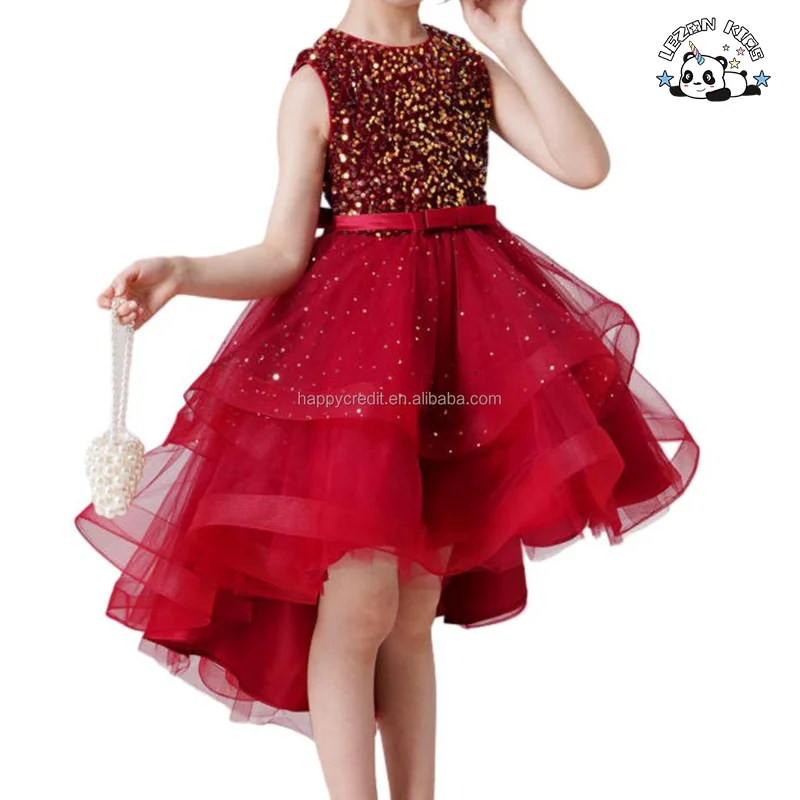 Hot Selling Girl's Sleeveless Sequins Tuxedo Dress Long Princess Piano Performance Dress Party Dress - Product Image