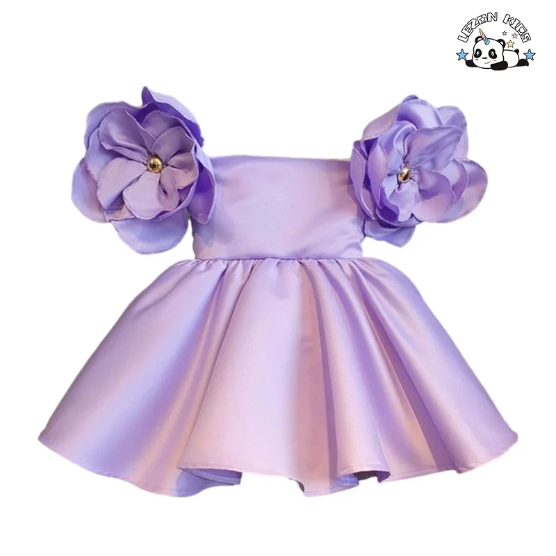 Vestido de Princesa para Meninas com Manga Bufante e Flores - Ins Hot Selling - Product Image