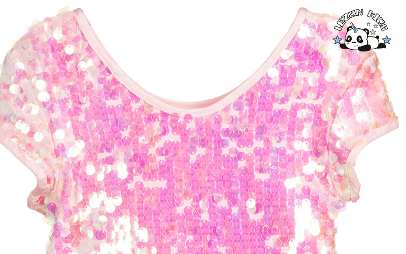 Vestido de Tule com Corpeto de Jersey e Lantejoulas Iridescentes, Corte Alto-Baixo e Listras Coloridas para Meninas - Product Image