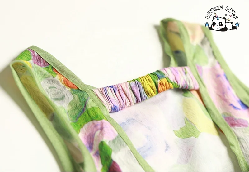 Kid Girls' Dress Customizable Summer New Fashion Colorful Printing Cotton Sleeveless Princess Dress for Girls - Product Image
