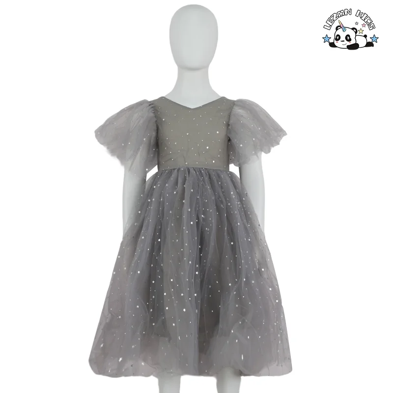 Latest Style Summer Performances Girls Dress Tulle Sleeves Princess Tulle Dresses - Product Image