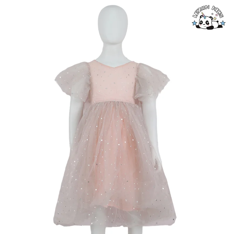 Latest Style Summer Performances Girls Dress Tulle Sleeves Princess Tulle Dresses - Product Image